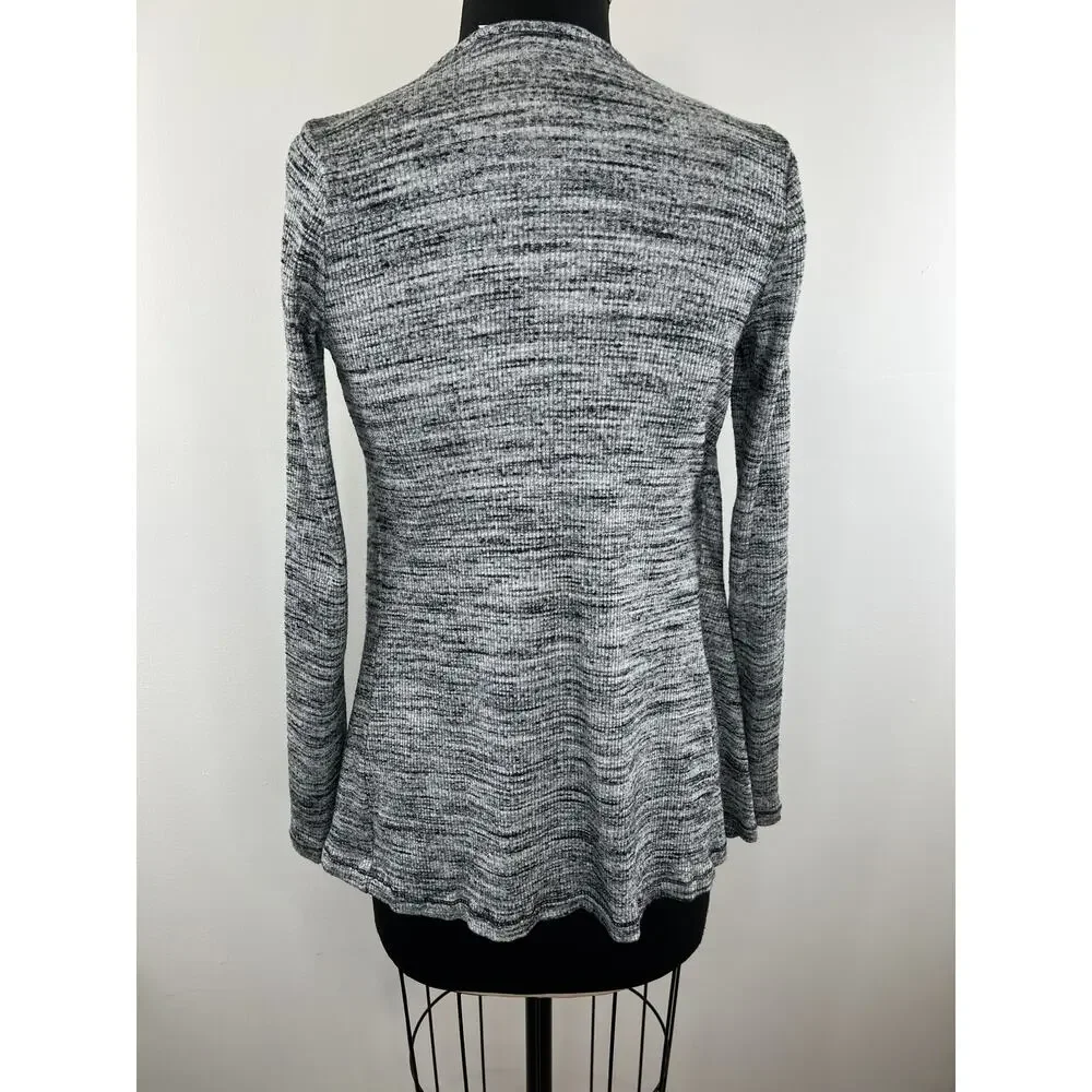 Three Dots Gray Asymmetric Wrap Front Draped Long Sleeve Cardigan Sweater XS